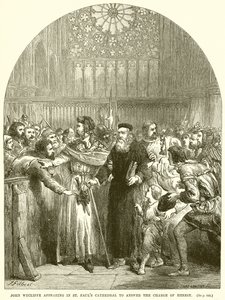 Jean Wycliffe apparaissant à la Cathédrale Saint-Paul pour répondre à l