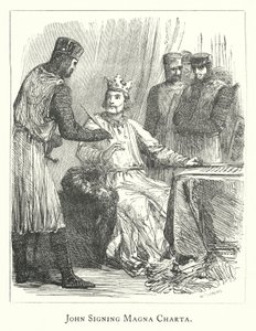 Jean signant la Magna Carta (gravure) - English School