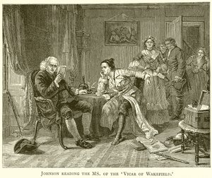 Johnson lisant le manuscrit du Vicaire de Wakefield - English School