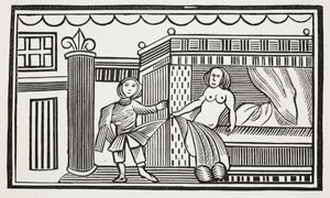 Joseph et sa maîtresse, illustration de Chap-books du XVIIIe siècle par John Ashton, pub. 1882 - English School
