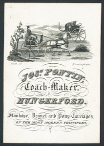 Carte de visite de Josiah Pontin, fabricant de carrosses - English School