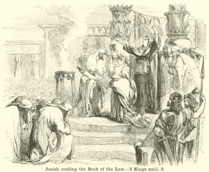 Josias lisant le livre de la loi, 2 Rois, xxiii, 2 - English School