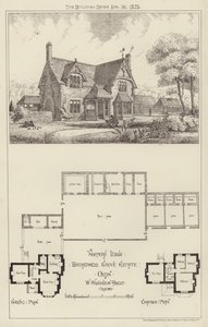 Pavillon du gardien, domaine de Broadwell Grove, Oxon (gravure) - English School