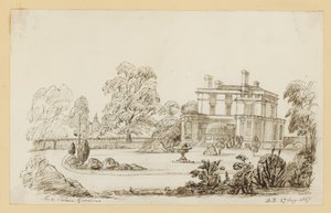 Jardins du palais de Kensington ; daté du 27 août 1857 (encre sur papier) - English School