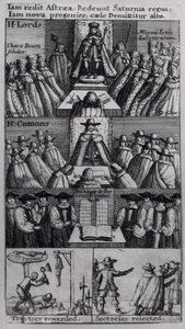 Le roi Charles II (1630-85) avec les Chambres du Parlement, 1660 - English School