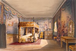 Chambre du Roi Charles, Cotehele House, vers 1830-40 - English School
