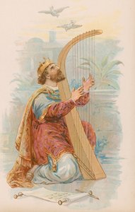 Le roi David jouant de la harpe - English School