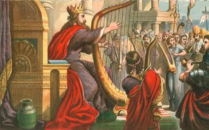 Le roi David chantant des psaumes - English School