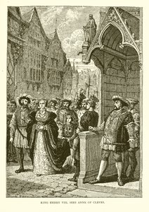 Le roi Henri VIII voit Anne de Clèves (gravure) - English School