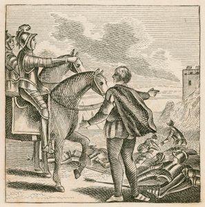 Le roi Henri V inspectant le champ de bataille après la défaite des Français à Azincourt - English School