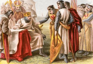 Le roi Jean forcé de signer la Magna Carta - English School