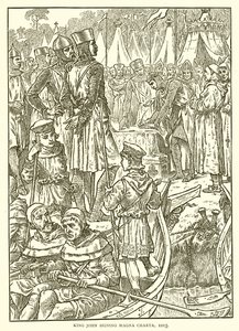 Le Roi Jean signant la Magna Carta, 1215 - English School