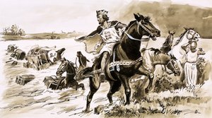 Le roi Jean a été volé par la marée (gouache sur papier) - English School