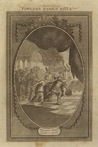 Le roi Ozias expulsé, 2 Chroniques, Chapitre 26, Verset 20 (gravure) - English School