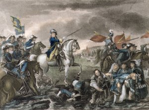Le roi Guillaume III (1650-1702) à la bataille de la Boyne - English School