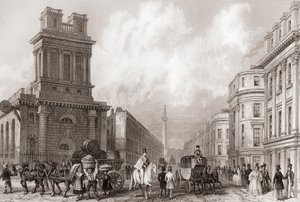King William Street et St Mary Woolnoth, Londres, Angleterre - English School