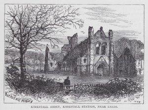 Abbaye de Kirkstall, gare de Kirkstall, près de Leeds (gravure) - English School