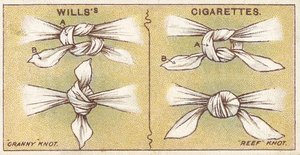 Nœuds, no.6 de la série Premiers Secours des cartes de cigarettes Willss, 1913 - English School