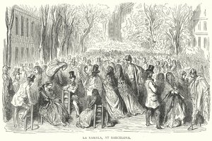 La Rambla, à Barcelone (gravure) - English School