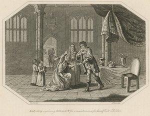 Lady Gray implorant le roi Édouard IV pour un entretien pour elle-même et ses enfants - English School