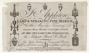 Fabricant de lampes, carte de visite - English School
