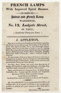 Fabricant de lampes, carte de visite - English School