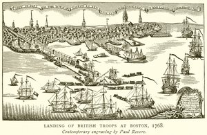 Débarquement des troupes britanniques à Boston, 1768 - English School