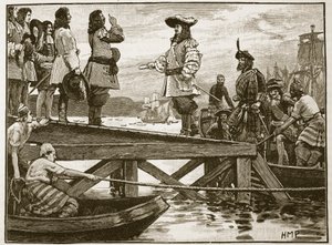 Débarquement du maréchal Schomberg à Carrickfergus (illustration de Cassells Illustrated History of England) - English School
