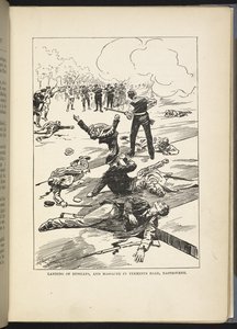 Débarquement des Russes et massacre à Terminus Road, Eastbourne", illustration tirée de "The Great War in England in 1897" par William Le Queux.