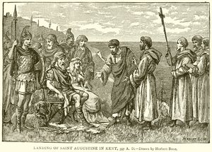 Débarquement de Saint Augustin dans le Kent, 597 après J.-C. - English School