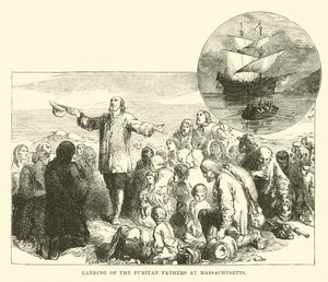 Débarquement des Pères Puritains au Massachusetts - English School