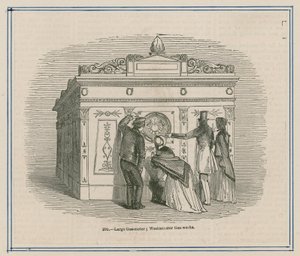 Grand compteur de gaz aux travaux de Westminster, Londres - English School