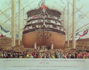 Lancement du H.M.S. Royal Albert, vapeur à vis, 131 canons, à Woolwich, 13 mai 1854 - English School