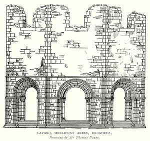 Lavabo, Abbaye de Mellifont, Drogheda (gravure)