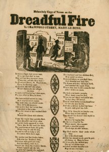 Brochure avec vers concernant un incendie dans Crawford Street, Marylebone, Londres - English School