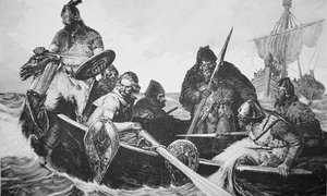 Leif Ericson découvre le rivage de Vinland le Bon, probablement Terre-Neuve - English School