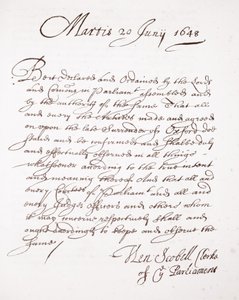 Lettre de Henry Scobell, 20 juin 1648 - English School