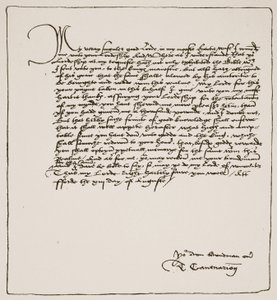 Lettre de Cranmer à Cromwell le remerciant d