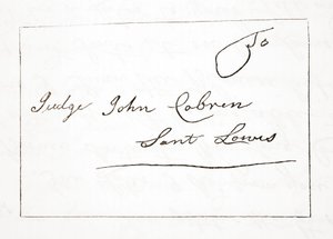 Lettre de Daniel Boone au juge John Cobren, originale datée du 5 octobre 1809 - English School