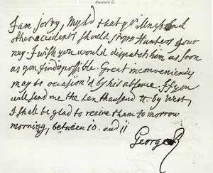 Lettre de George II au Duc de Newcastle, 1759, publiée dans 