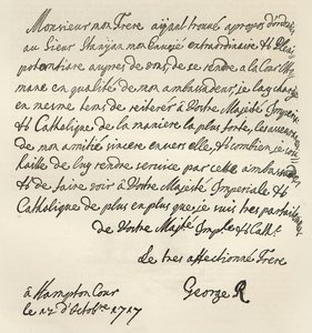 Lettre de George I à Charles VI, 1717, publiée dans 