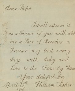 Lettre de William Fisher (autographe) - English School