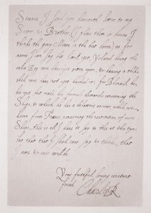 Lettre de Charles I au duc de Buckingham