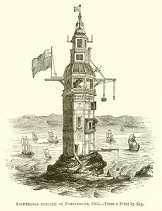 Phare érigé à Portsmouth, 1665 - English School