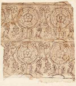 Papier de doublure avec motif de Rose Tudor, vers 1550 - English School