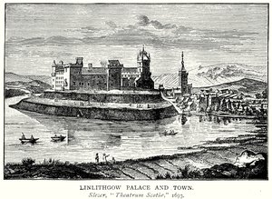Palais et ville de Linlithgow (gravure) - English School