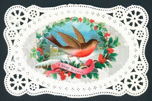Petit rouge-gorge, carte de Nouvel An - English School