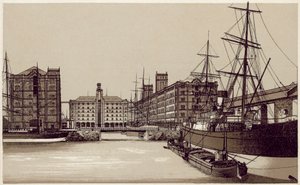 Liverpool : Dock de Waterloo et entrepôts de grains - English School