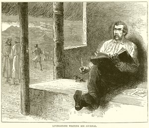 Livingstone écrivant son journal - English School