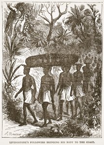Les suiveurs de Livingstone apportant son corps à la côte, illustration de l